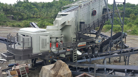50 - 300 TPH Mobile Crusher Machine คัดกรอง Mine Cone Crusher 245mm Feeding Size